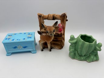 Lot Of Miscellaneous Ceramic Decor Deer, Cowboy Etc