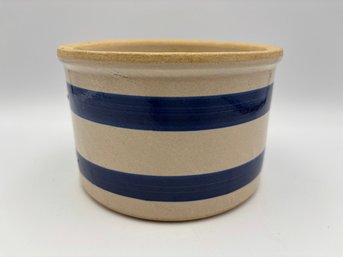 Vintage RRP Robinson Rans Bottom Pottery Blue Striped Crock 6.5x4