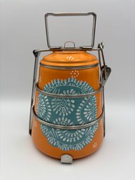 Vintage Handpainted 3-Tier Pyramid Tiffin Box Lunch Container