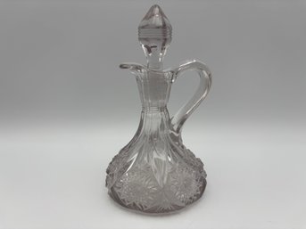 Antique 7' Cut Crystal Bottle 19th Century Cruet With Stopper