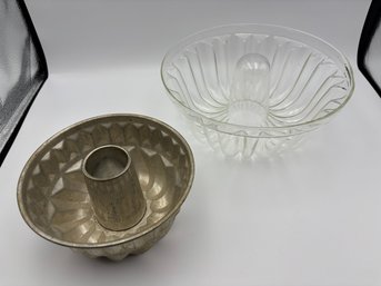 Lot Of 2 Bundt Cake Jello Mold Pans Jenaer Glass