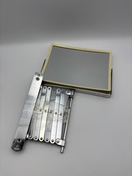 Vintage 1970s Accordion MCM Pivoting Bathroom Mirror