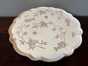 Antique 'Oriental Ivory' Porcelain Enamled Lazy Suzan Style Tray 19'