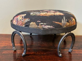 Vintage Western Themed Small Footstool With Welded Horseshoes