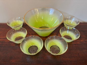 Vintage MCM 1950s Blendo Lime Green Chip & Dip Set 1 Large Bowl With 6 Small Bowls