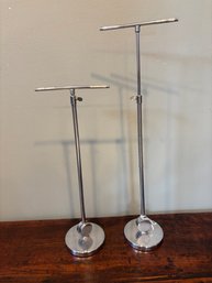 Set Of 2 Vintage Chrome Adjustable Hat Or Jewelry Stands Displays