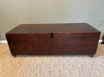 Large Antique Wooden Blanket Chest 48in W X 20inL X 16H