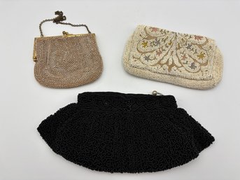 Lot Of Antique Early 1900s Victoria Hand Beaded Coin Purses & Clutches