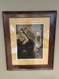 Vintage Framed 'Returning Home' Reinthal And Newman City House Print 16.5 X 20