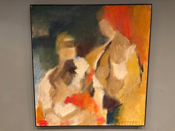 Antique Abstract Silhouette Couple Original Painting Ofetters 31 X 32