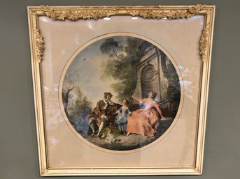Antique 'L'innocence' By Nicolas Lancret Signed Lithograph 21.5 X 21.5'
