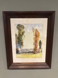 Vintage 1955 Original Watercolor Landscape Signed By Artist 17.5 X 21.5