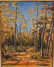 Framed Original Art M. Dean Sunny Forest Landscape Acrylic Painting 20 X 24