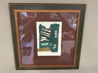 Vintage Framed Etching With Aquatint By Suzanne Runachern 16 X 16