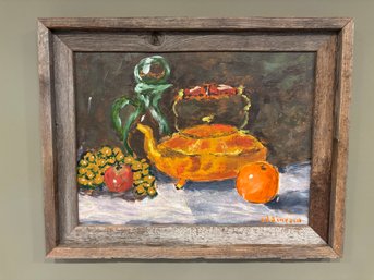 Vintage Framed Original Painting Still Life Fruit Painting 19 X 17 Signed Simpson