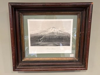 Mount Shasta Antique Print In Thick Wood Frame 16 X 14