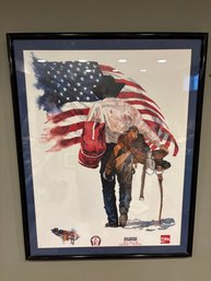 Vintage 1993 Greeley Stampede Colorado Framed Poster Cowboy American Flag 23 X 29