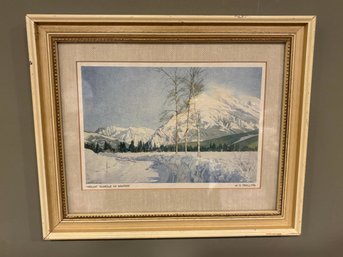 Framed Mount Rundle Canada In Winter By W.J. Phillips Print 11.5 X 9.5