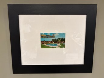 Vintage Cedar Rapids Iowa Holiday Inn Postcard In Black Frame 17.5' X 14.5'