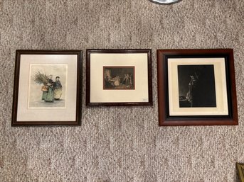Lot Of 3 Antique Framed Prints / Lithographs