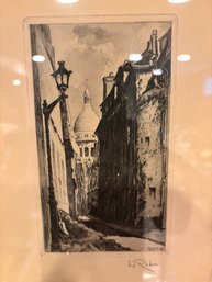 Vintage Etching 'Paris Montmarte, La Rue Saint Rustique' By Leopold Robin 8.5 X 12.5'