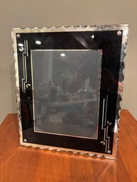 Vintage Reverse Painted Art Deco Silver & Black Photo Frame 11 X 13