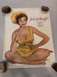 1950s Esquire Girl Pinup Girl 'Food For Thought' By Al Moore Prints For Esquire Magazine Approx 18 X 13