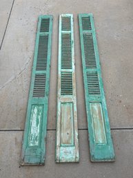 HUGE 10ft Antique Louvered Plantation Shutters Reclaimed Wood 122' X 12' (Set Of 3)