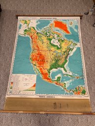 Vintage Denoyer Geppert Old Schoolhouse Map Series Roll-up Map Of North America 62 X 48