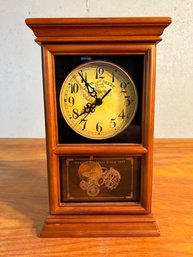 Vintage John Deere Wood Mantle Clock, 12 X 7.5 - Works!