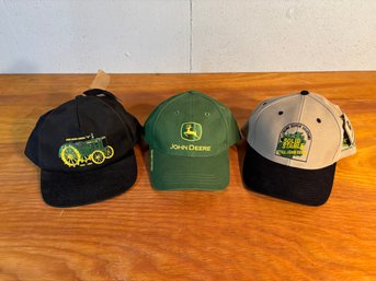 John Deere Vintage Hats, Lot Of 3 Baseball Caps