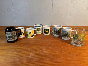 Vintage John Deere Lot Of 8 Coffee Mugs And Drinking Glasses