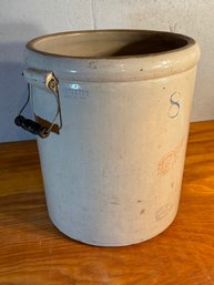 Antique Large 8 Gallon Red Wing Crock With Wooden Handles Stoneware