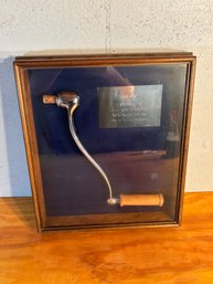Large Antique Crank In Wood Display Box - 17.5 X 15