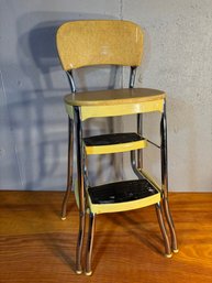 Cosco Retro Vinyl Step Kitchen Stool Chair, Yellow, 14x12x35