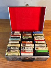 Lot Of 24 8-Track Tapes, The Guess Who, Country Hits, Commodores, Etc In Carrying Case