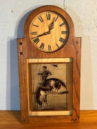 Vintage 1976 WoodGlassics Cowboy Motif Wall Clock