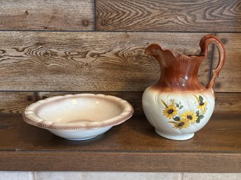 Vintage Antique Washbowl And Vase Pitcher Set