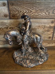 R.J. Moore Cowboy On Horse Scuplture - 1983 - Bronze Coasted Plaster - 16'