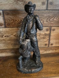 Vintage Cowboy Sculpture - Bronze Coated Plaster - 20'