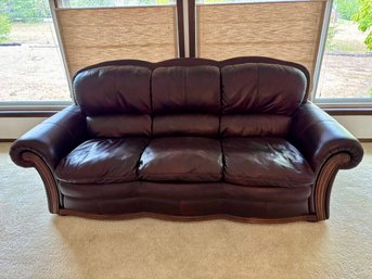 Dark Brown Poly Leather Sofa Couch - 85 X 38 X 36