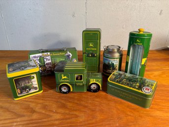 John Deere Lot Of Metal Storage Tins Truck Lunchbox Coinbank REMOVE CAN