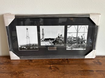 Vintage Canadian Framed Oil Drilling Photo - Imperial Redwater 1948 - 34 X 17
