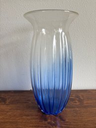 Large Blue & Clear Vase 14.5'