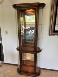 Vintage Wood Oval Shaped Curio Cabinet