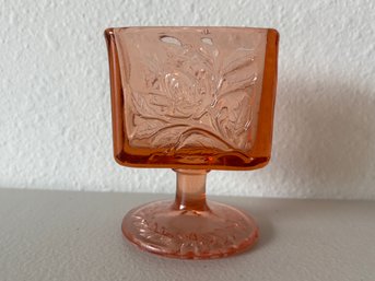Vintage Tiara Coral Indiana Glass Small Square 4' Vase