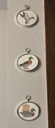Lot Of 3 Vintage Small Hand Knit Duck In Chrome Plastic Frames