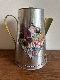 Vintage Popcorn Tin Sunflower Pitcher