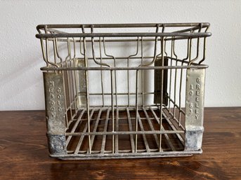 Vintage Metal Milk Bottle Crate Meadow Gold Greeley Colorado