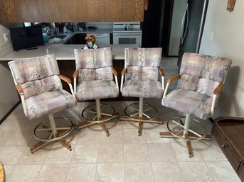Set Of 4 Vintage Douglas Furniture 80s Swivel Barstools Stools
